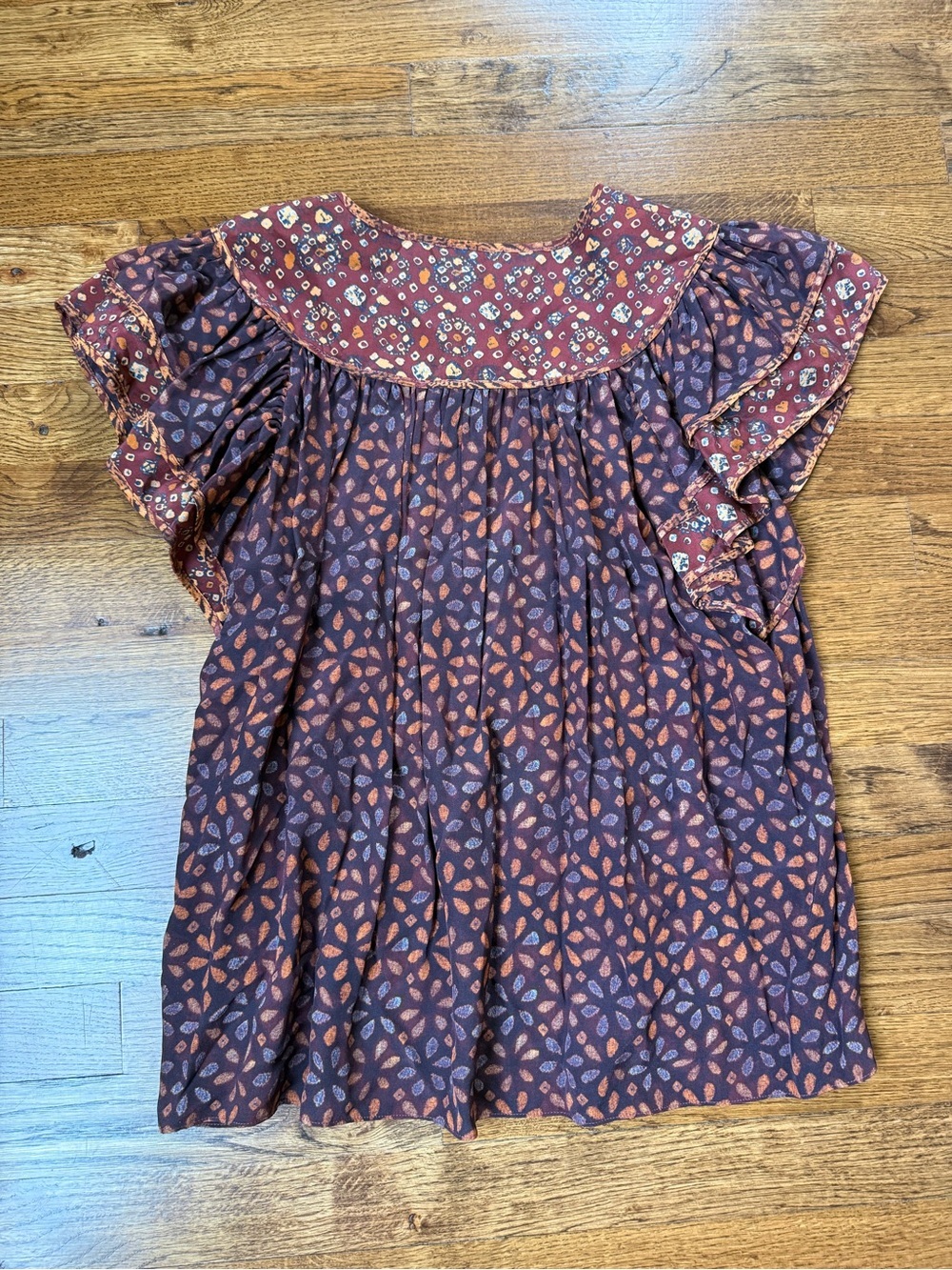 Ulla Johnson Citra 100% silk flutter sleeve Peter Pan collar top size 8 - Picture 6 of 13